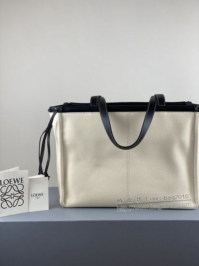 LOEWE包包 羅意威大號cushion tote白布包 羅意威綁繩式托特包 3054  tcl1428